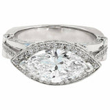 5Ct Marquise Cut Diamond Cocktail Iced Halo Engagement Ring 14K White Gold Over