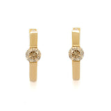 1ct Huggies Earrings Round Cut Champagne Diamond Solitaire 14k YellowGold Finish