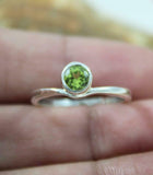 0.5ct Engagement Ring Round Cut Peridot Solitaire Minimalist 14k White Gold Over