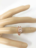 2.5ct Round Peach Morganite Engagement Ring Bridal Set Halo 14k Rose Gold Finish