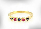 1ct Round Cut Pink Ruby Sapphire Stackable Wedding Band 14k Yellow Gold Finish