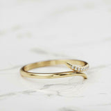 Thin Minimalist Bypass Engagement Ring 0.15ct Round Diamond 14k Yellow Gold Over