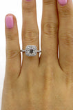 3Ct Asscher Cut Diamond Hidden Halo High Set Engagement Ring 14K White Gold Over