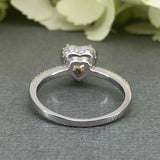 1ct Heart Cut Peach Morganite Halo Solitaire Engagement Ring 14k White Gold Over