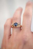 1ct Pear Cut Blue Sapphire Engagement Ring Floral Petal Leaf 14k YellowGold Over