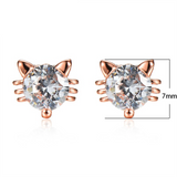 1.6ct Round Cut VVS1D Diamond Cute Cat Design Stud Earrings 14k Rose Gold Finish