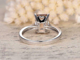 1ct Emerald Cut Peach Morganite Engagement Ring 14k White Gold Finish Solitaire