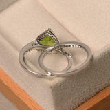 2ct Engagement Ring Heart Cut Green Peridot Halo Bridal Set 14k WhiteGold Finish