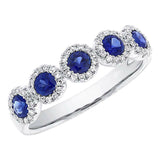 2.5ct Round Blue Sapphire Wedding Band Half Eternity Halo 14k White Gold Finish