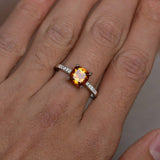 1.2ct Cushion Cut Yellow Citrine Engagement Ring 14k White Gold Finish Solitaire