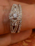 4Ct Round Cut Diamond Bridal Set Accent Halo Ring Band 14K White Gold Finish