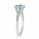 2Ct Oval Cut Blue Aquamarine Solitaire Ring 14K White Gold Finish Round Accents