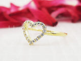 0.5ct Round Cut Moissanite Open Heart Love Engagement Ring 14k YellowGold Plated