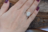 Halo Vintage Promise Engagement Ring 1ct Pear Cut Diamond 14k White Gold Finish