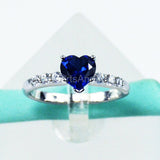 1ct Heart Cut Simulated Sapphire Accented Engagement Ring 14k White Gold Plated