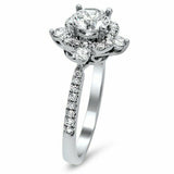 2.5Ct Round Cut Diamond Unique Halo Design Engagement Ring 14K White Gold Finish