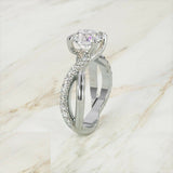 1.6ct Round Cut Diamond Engagement Ring Cross Split Shank 14k White Gold Finish