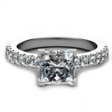 2.2ct Princess Cut Diamond Accent Solitaire Engagement Ring 14k WhiteGold Finish