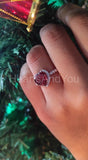 1ct Heart Cut Simulated Pink Ruby Halo Engagement Ring 14k White Gold Plated