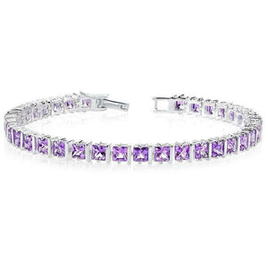 15Ct Princess Cut Purple Amethyst Elegant Tennis Bracelet 14K White Gold Finish