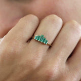 1.3ct Baguette Green Emerald Engagement Ring 14k Yellow Gold Over Art Deco Crown