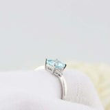 2ct Emerald Cut Blue Aquamarine Engagement Ring Solitaire 14k White Gold Finish