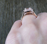 1.6ct Cushion Cut Diamond Engagement Ring 14k Rose Gold Finish Halo Solitaire