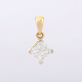 1ct Diamond Pendant Princess Cut Solitaire Design 14k YellowGold Finish NO CHAIN