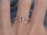 1.3Ct Cushion Cut Peach Morganite Minimalist Engagement Ring 14K Rose Gold Over