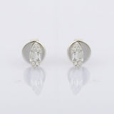 1ct Stud Earrings Baguette Round Cut Diamond Stylish 14k White Gold Finish