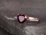 1ct Heart Cut Red Garnet Love Valentine Gift Engagement Ring 14k RoseGold Finish