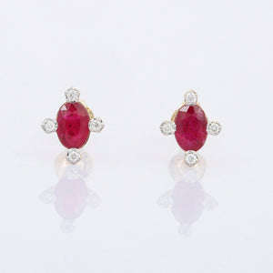 1.4ct Stud Earrings Oval Cut Pink Ruby Minimalist 14k Yellow Gold Finish