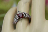 1ct Heart Cut Pink Ruby Engagement Ring Celtic Trinity 14k White Gold Finish