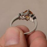 2ct Cushion Cut Yellow Citrine Proposal Engagement Ring 18k White Gold Finish