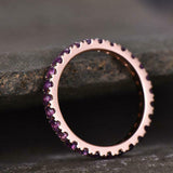 2ct Wedding Ring Band Round Cut Purple Amethyst Full Eternity 14k Rose Gold Over