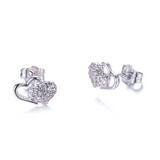 0.5ct Round Diamond Heart Shape Love Design Stud Earrings 14k White Gold Finish