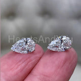 1.2ct Pear Cut Simulated Diamond Solitaire Stud Earrings 14k White Gold Plated