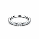 Bezel Set Half Eternity Wedding Band 0.2ct Round Cut Diamond 14k White Gold Over