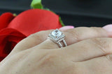 Twisted Split Shank Engagement Ring 1ct Cushion Cut Diamond 14k White Gold Over