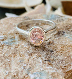 2ct Engagement Ring Oval Cut Morganite Bezel Set Solitaire 14k White Gold Finish