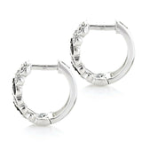 2Ct Round Cut Black White Diamond Stylish Huggies Earrings 14K White Gold Finish