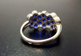 2.6ct Engagement Ring Round Cut Blue Sapphire Floral Cluster 14k White Gold Over