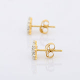 0.75ct Stud Earrings Round Cut Diamond Petite Design 14k Yellow Gold Finish