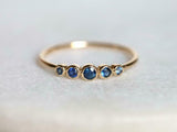 1ct Wedding Ring Band Round Cut Blue Sapphire Minimalist 14k Yellow Gold Finish