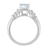 3ct Emerald Cut Diamond Engagement Ring Accents Solitaire 14k White Gold Finish