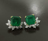 2.6ct Stud Earrings Princess Cut Green Emerald Cocktail 14k White Gold Finish