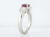 1.6ct Round Cut Pink Ruby Engagement Ring Diamond Trilogy 14k White Gold Finish