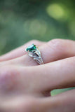 1ct Round Cut Green Emerald Engagement Ring Floral Petal Leaf 14k WhiteGold Over