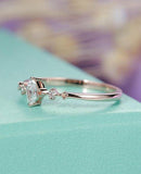 0.5ct Marquise Diamond Minimalist Slim Trilogy Engagement Ring 14k RoseGold Over