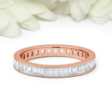 2ct Baguette Cut VVS1D Diamond Wedding Band Full Eternity 14k Rose Gold Finish